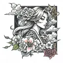 anime clouds and flowers   tattoo design idea