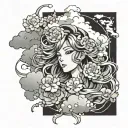 anime clouds and flowers   tattoo design idea