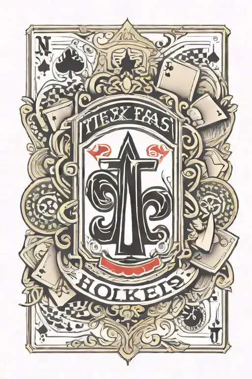 Texas Holdem poker hand and chips featuring 'Vegas strong' tattoo design idea