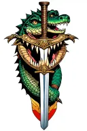 alligator samurai sword tattoo design idea