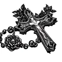 Rosary with cross surrounded tattoo design idea