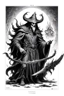 evil wizard summoning dark figures emerging tattoo design idea