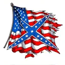 confederate flag in center with american flag behind it tattoo design idea