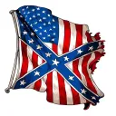 confederate flag in center with american flag behind it tattoo design idea