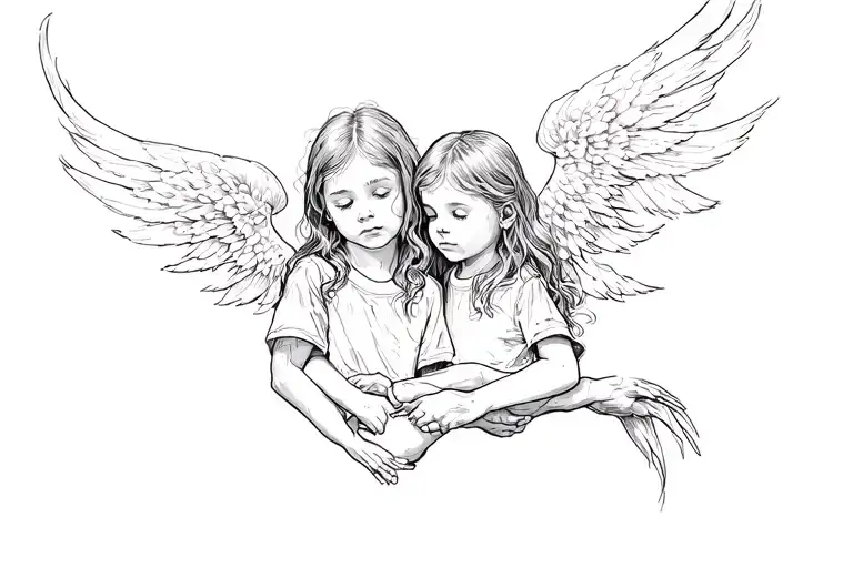 Held of the children protected tattoo design idea