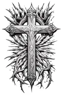 christian cross with a thorn of crowns over the top beam tattoo design idea