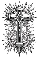 christian cross with a thorn of crowns over the top beam tattoo design idea