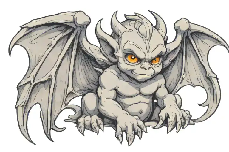 cute baby gargoyle tattoo design idea