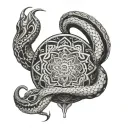 Mandala with snake coiled tattoo design idea
