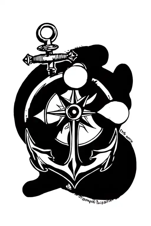 compass and anchor  tattoo design idea