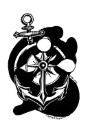 compass and anchor  tattoo design idea