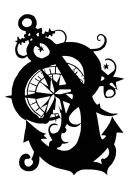 compass and anchor  tattoo design idea