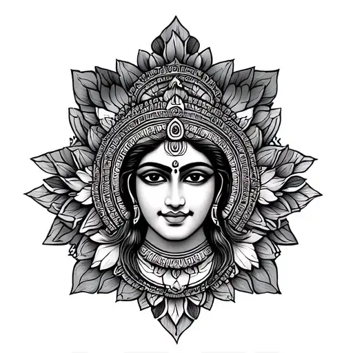 Asta Sidhi with Navnidhi Yantra Mandala Lotus and Hanuman Ji tattoo design idea