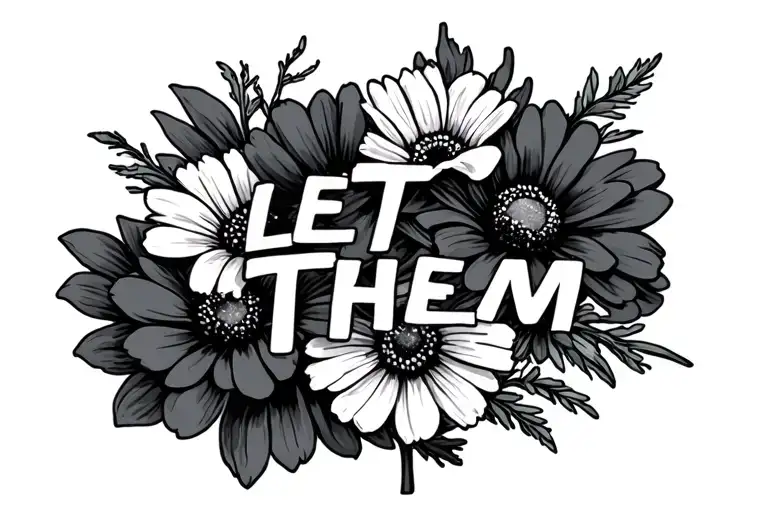 "Let Them" "Let Them" cosmos flowers tattoo design idea