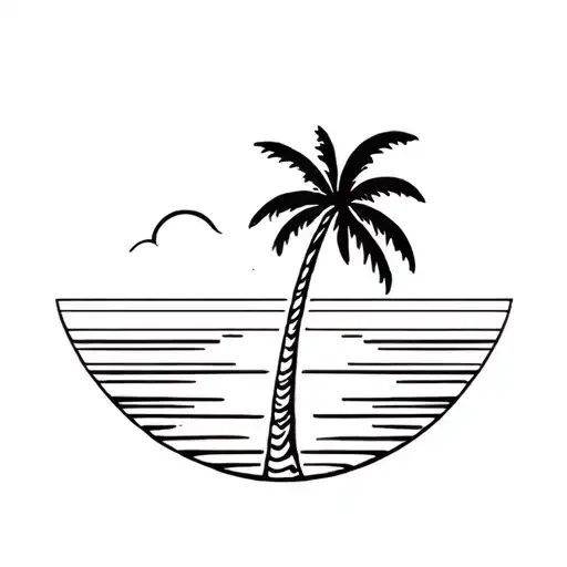 maui hawaii palm tree silhouette sunset tattoo design idea