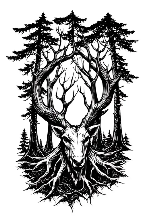 leshy forest scene tattoo design idea