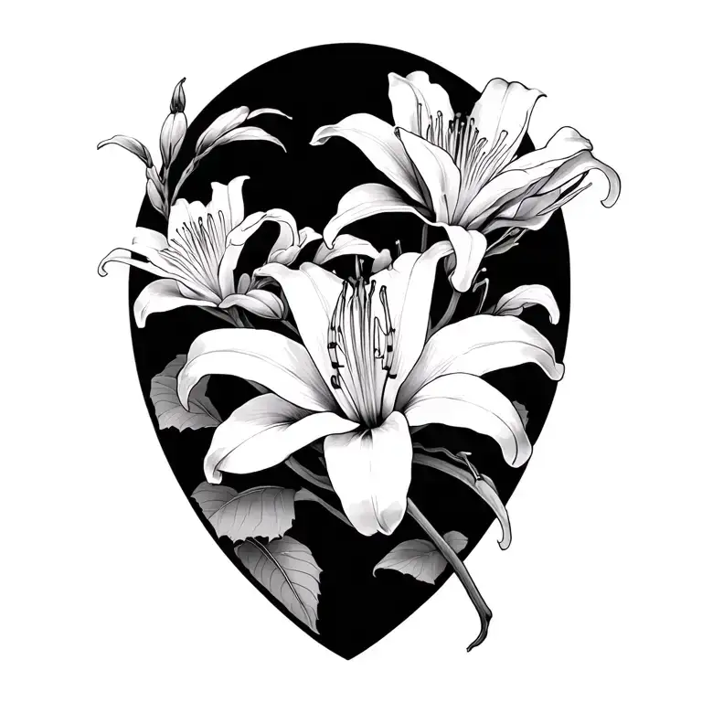 Dragon spider lily cherry blossom tattoo design idea