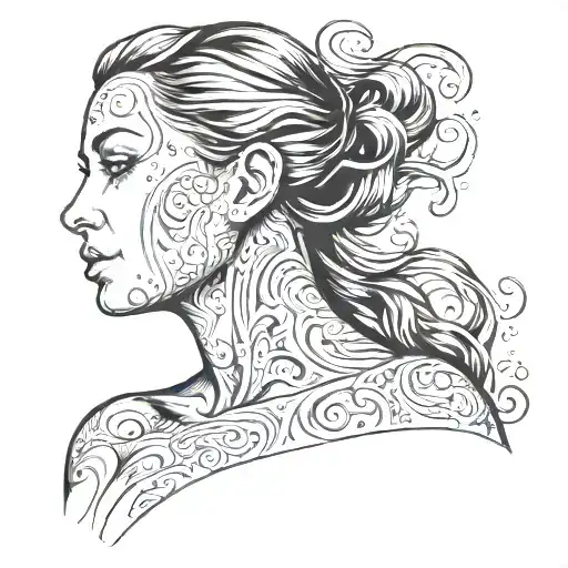 woman with big naked breasts and sperm on her face tattoo design idea