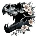 Dino skull floral tattoo design idea