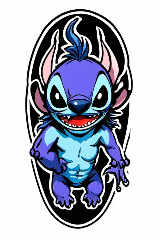evil punk Stitch inspired tattoo tattoo design idea