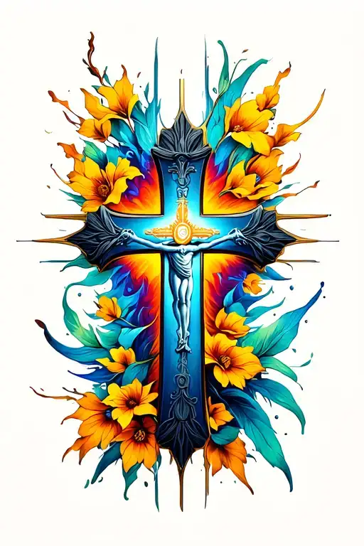 religious cross tattoo design idea
