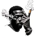 nigger smoking a joint one hand surrounded by smoke tattoo design idea