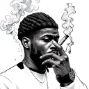 nigger smoking a joint one hand surrounded by smoke tattoo design idea