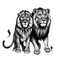 Male lion and female tigre tattoo design idea
