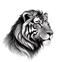 Male lion and female tigre tattoo design idea