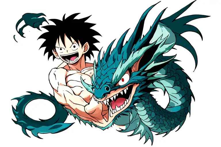 kaido dragon and luffy gear 5  tattoo design idea