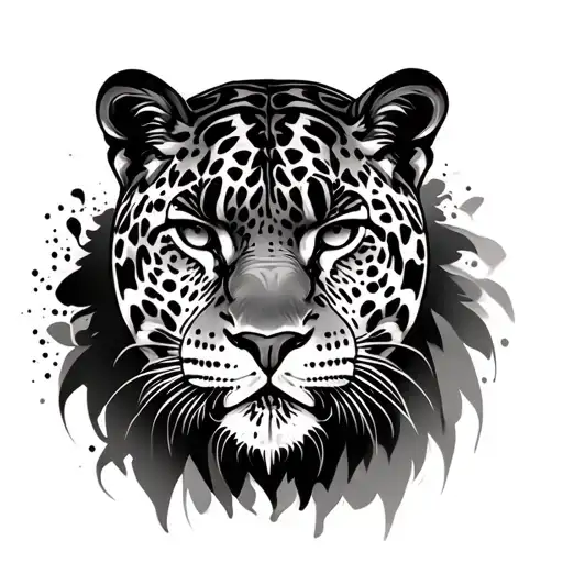 Jaguar front face drawn tattoo design idea