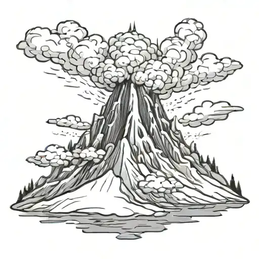 volcano explosion tattoo design idea