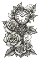 Christian recovery roses cross one day at a time clock tattoo design idea