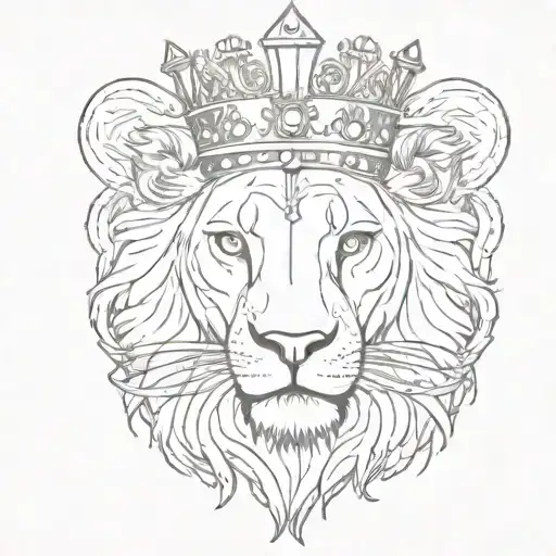 lioness wearing a crown tattoo design idea