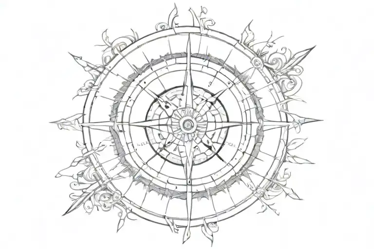 compass arrows crossed tattoo design idea