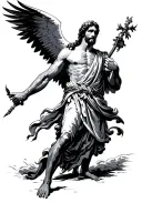 St Gabriel fighting stance tattoo design idea