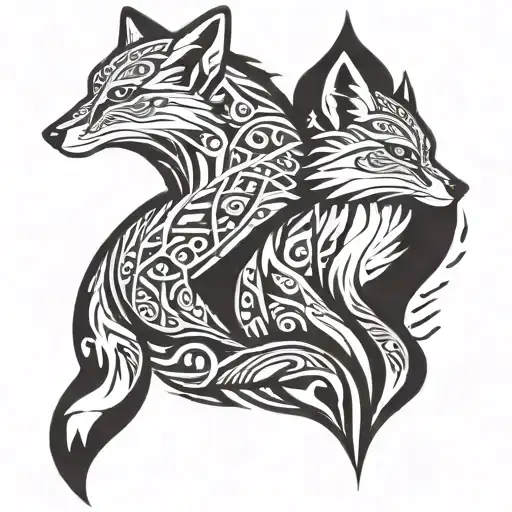 fox and artic fox  tattoo design idea