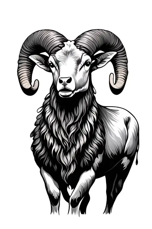 ram and aries zodiac sign tattoo design idea