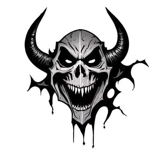 broken oni mask with the grim reaper wearing it  tattoo design idea