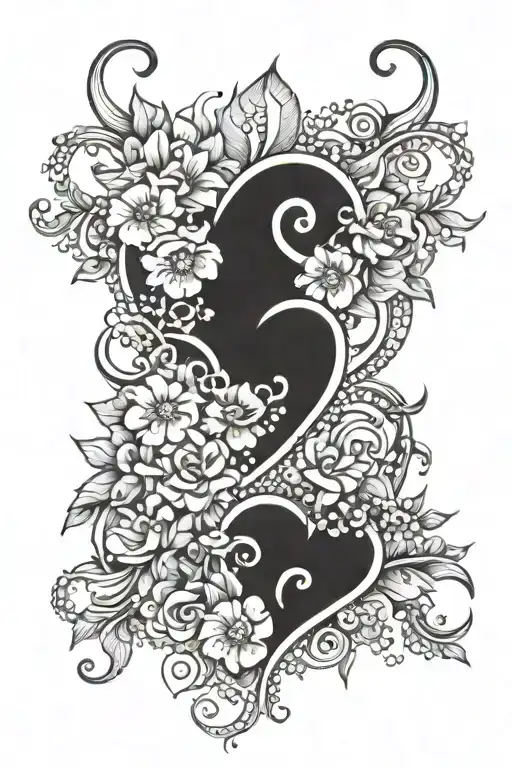 Leo and Taurus heart infinity flowers tattoo design idea