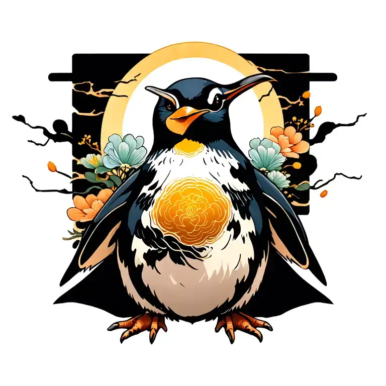 kintsugi penguin tattoo design idea