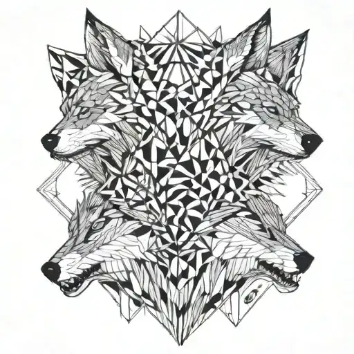 two wolfs one of them angry  tattoo design idea