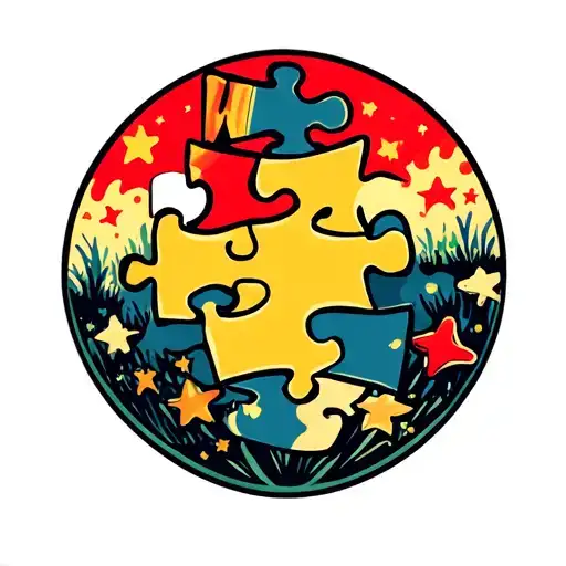 autism puzzle piece tattoo design idea