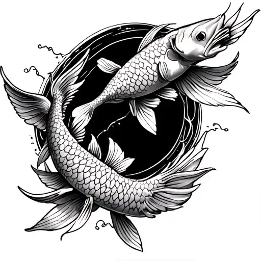 koi fish and icarus falling tattoo design idea