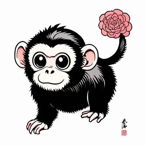 cute monkey tattoo design idea