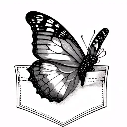 a-butterfly-inside-the-shirt-pocket tattoo design idea