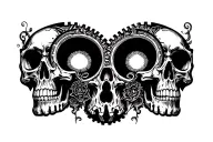 skulls, subwoofers, gears tattoo design idea