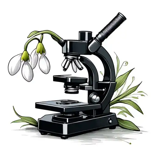 microscope and snowdrop flowers tattoo design idea