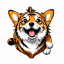 full body corgi climbing tiger poss tattoo design idea