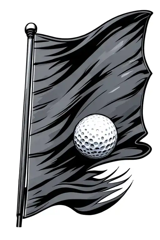golf flag waving tattoo design idea